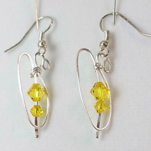 Handmade Jewelry - 1.5 Inch Yellow Marquise Pierced Earrings NEW
